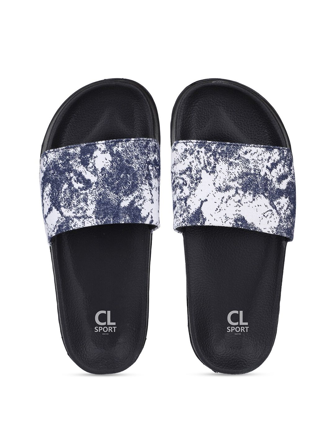 Carlton London sports Women Black & Navy Blue Printed Sliders Price in India