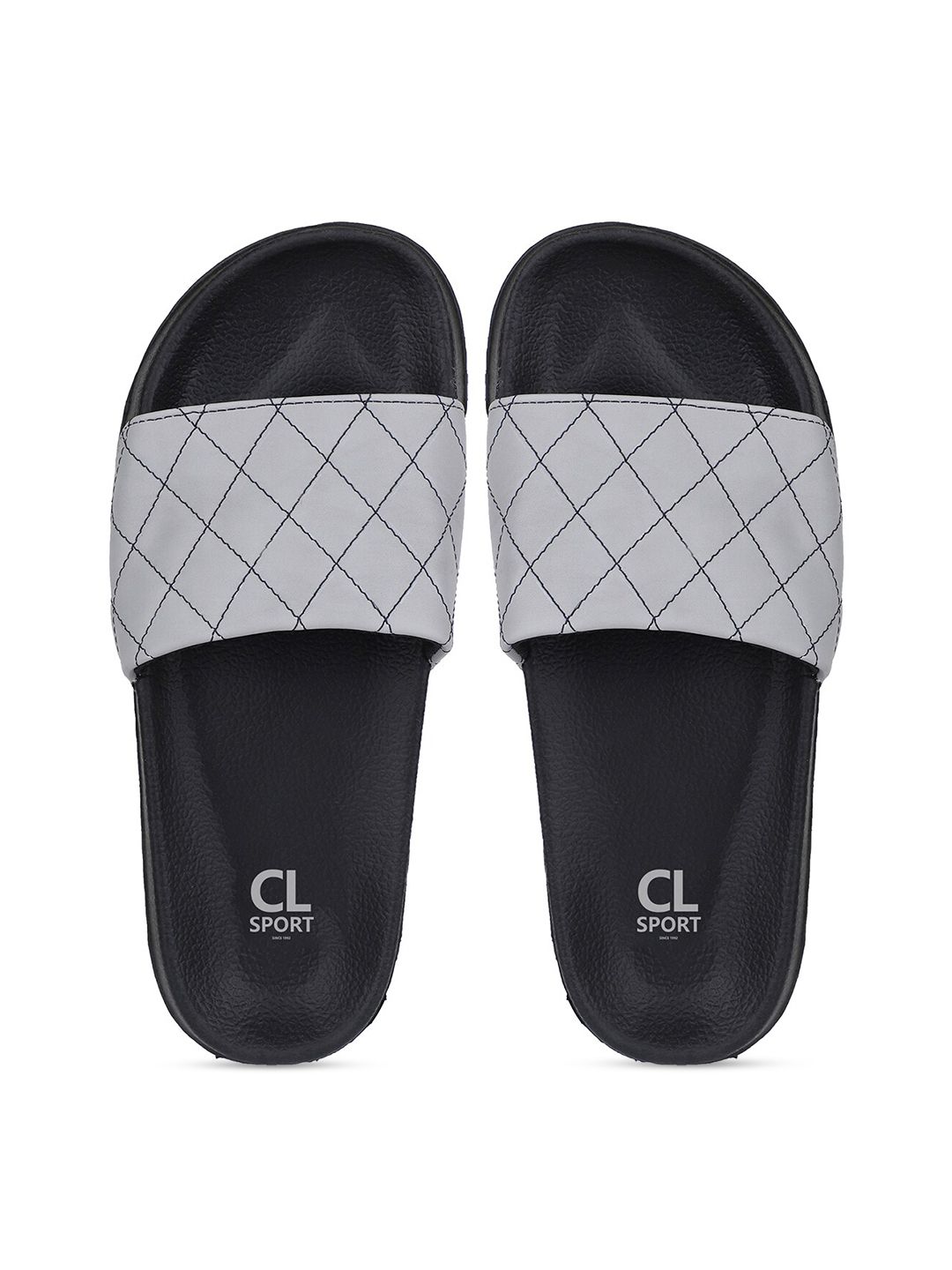 Carlton London sports Women Grey & Black Printed Sliders Price in India