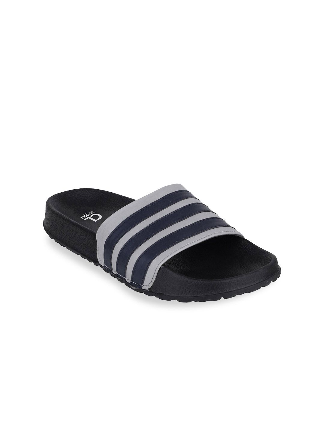 Carlton London sports Women Black & White Striped Sliders Price in India