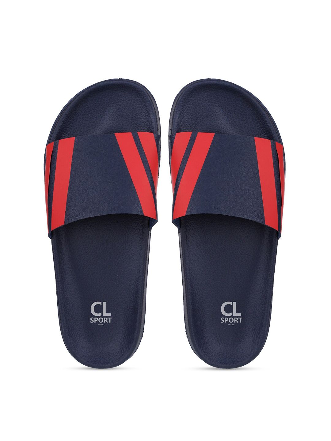 Carlton London sports Women Navy Blue & Red Colourblocked Sliders Price in India