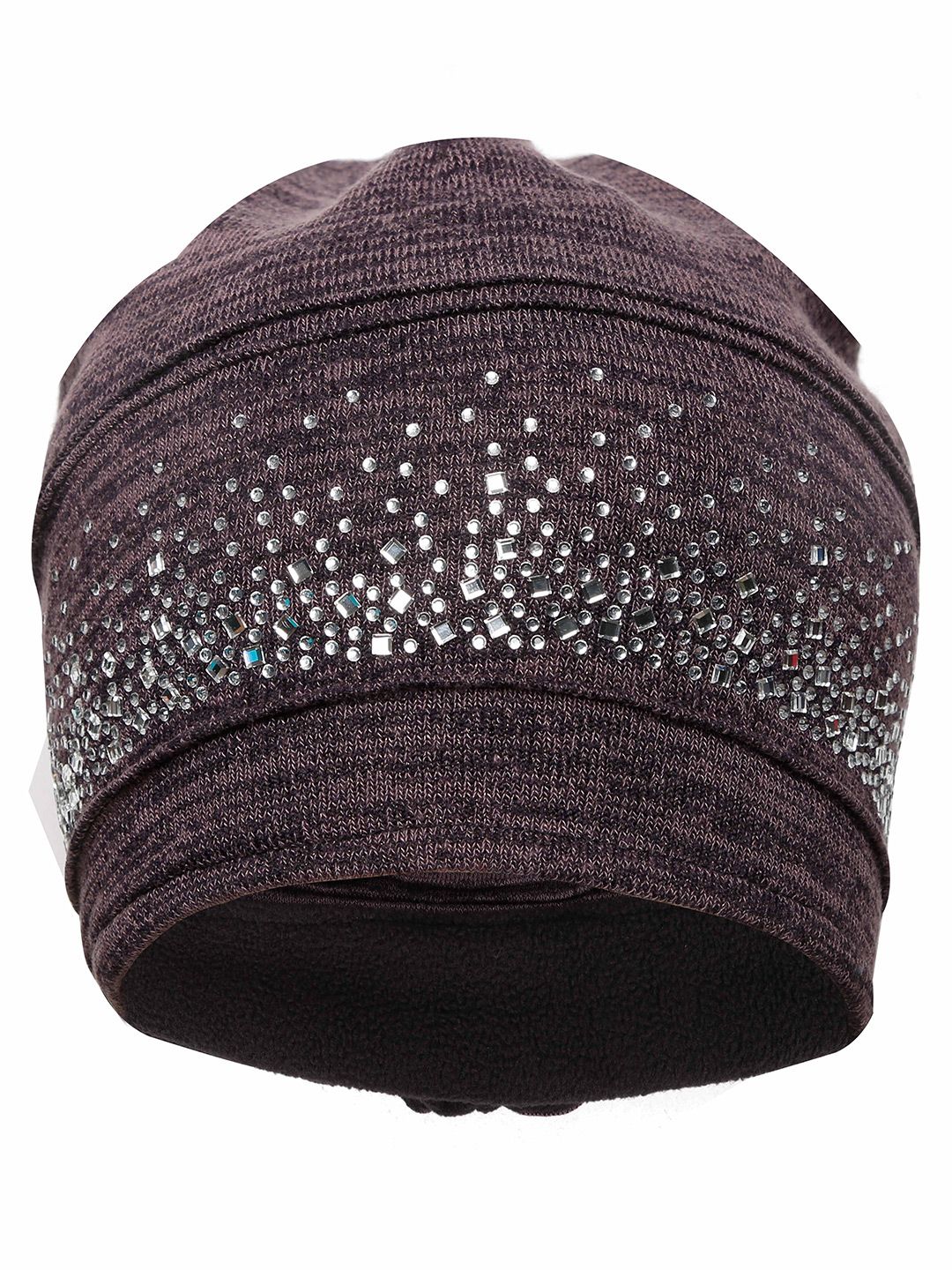 FabSeasons Women Grey & White Embellished Beanie Price in India