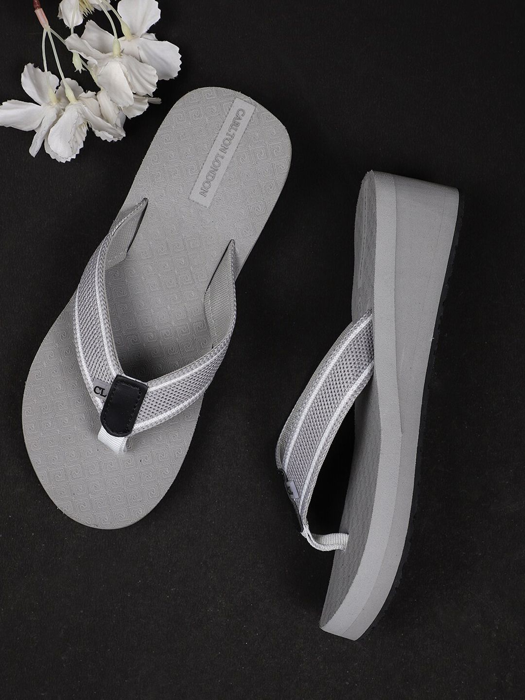 Carlton London Woman Grey Thong Flip-Flops Price in India
