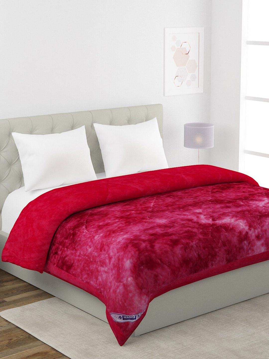 HOSTA HOMES Pink Heavy Winter 350 GSM Double Bed Quilt Price in India