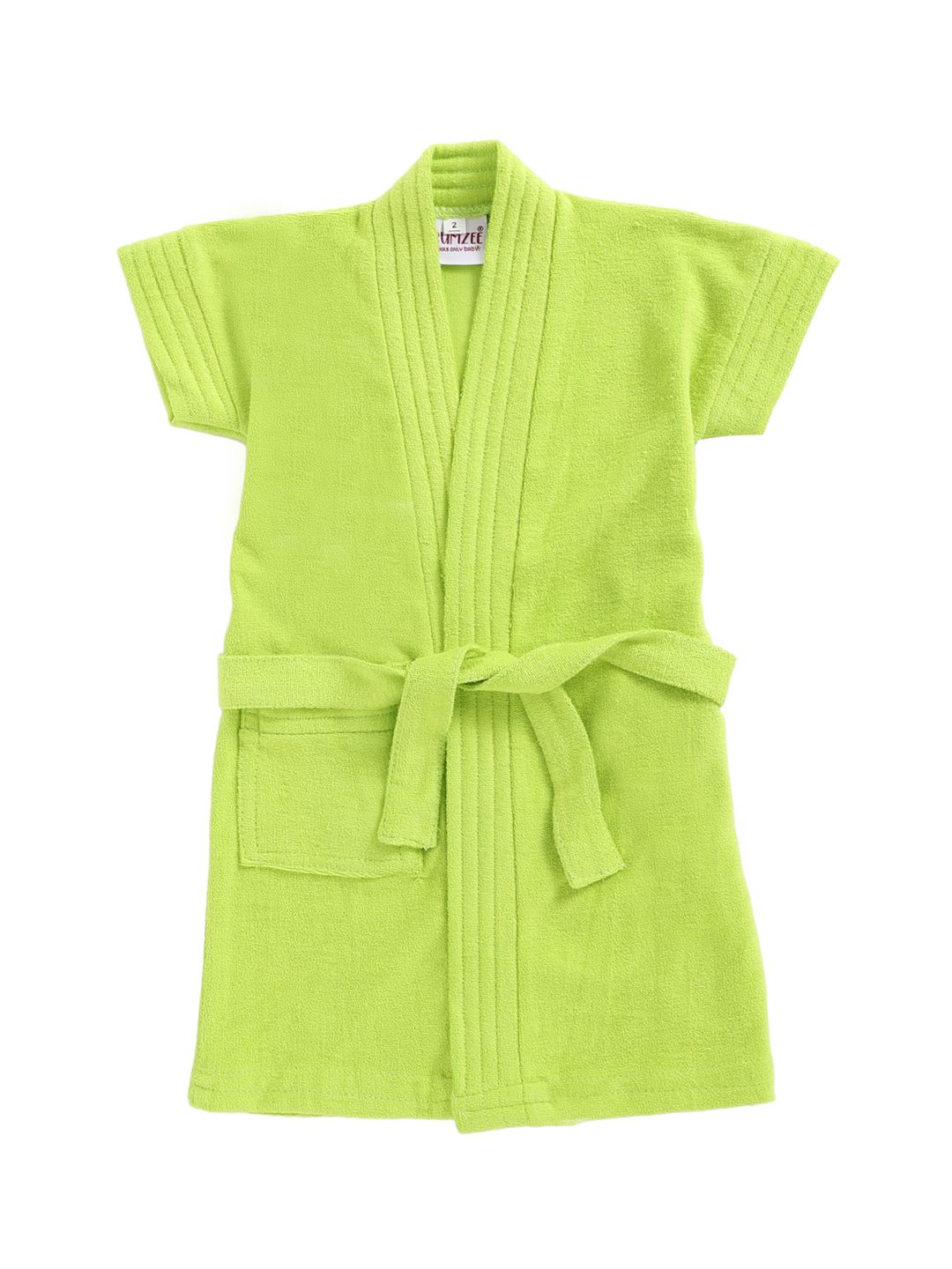 BUMZEE Girls Green Solid Terry Cotton Bath Robe