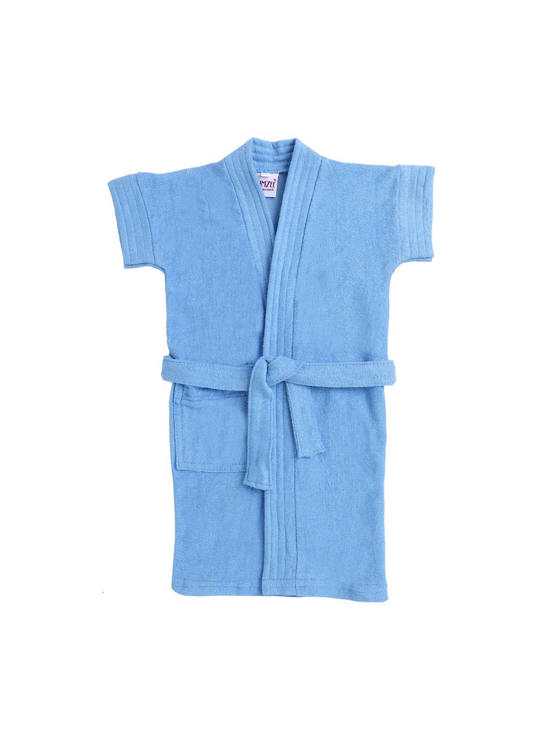 BUMZEE Boys Blue Solid Cotton Bath Robe