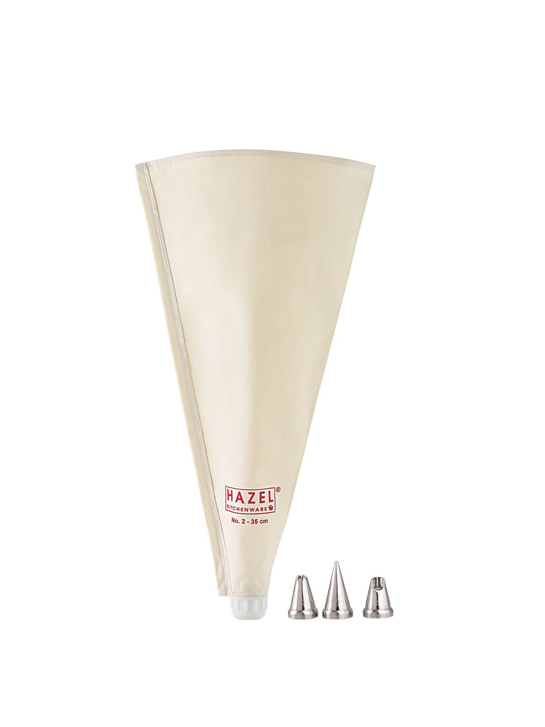 HAZEL White & Silver-Toned Cotton Piping Bag With 3 Nozzles Price in India