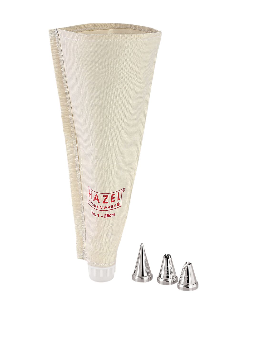 HAZEL Off-White & Silver-Toned Cotton Piping Bag With 3 Nozzles Price in India