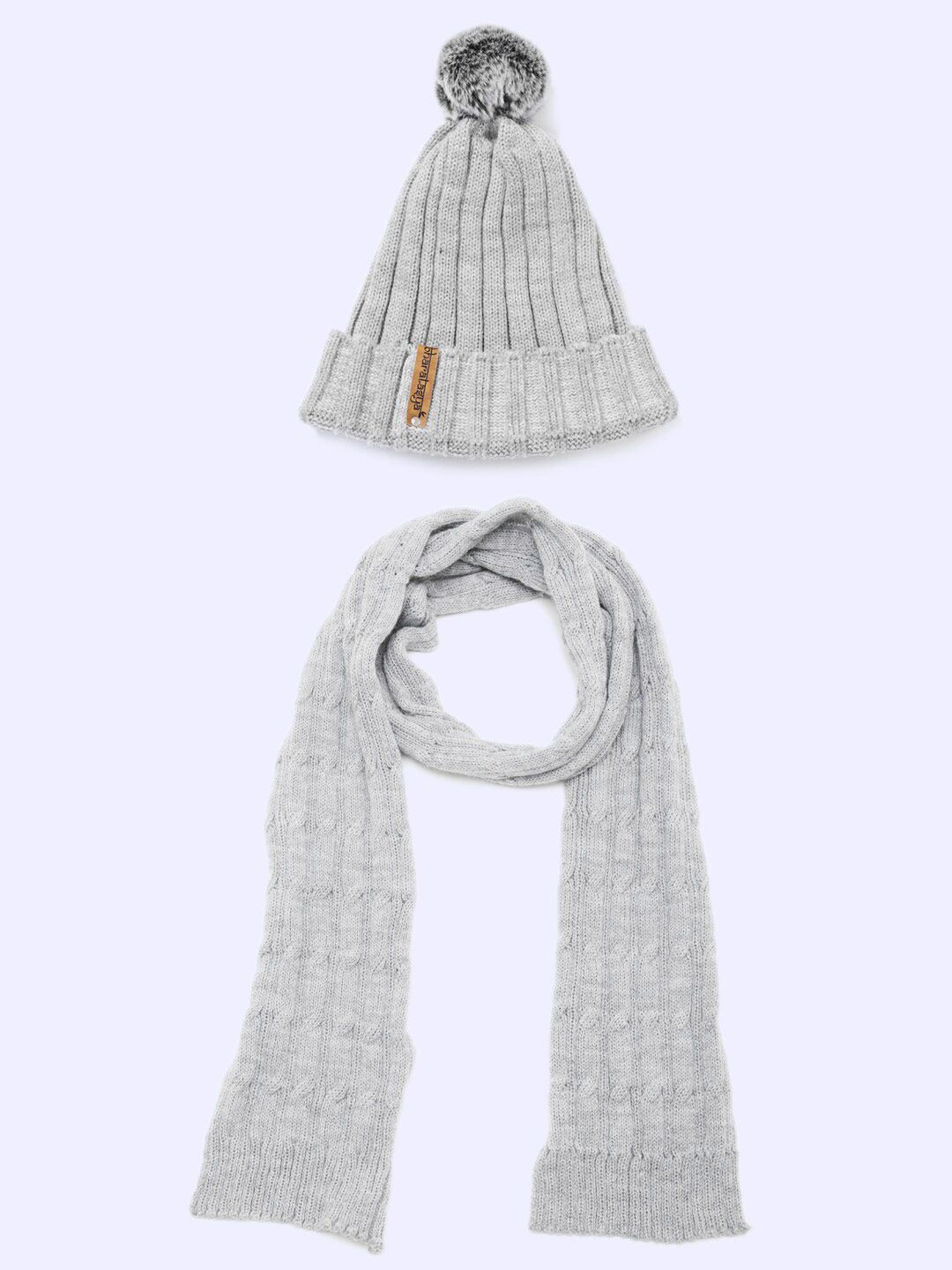 Bharatasya Women Grey Beanie With Muffler Set Price in India