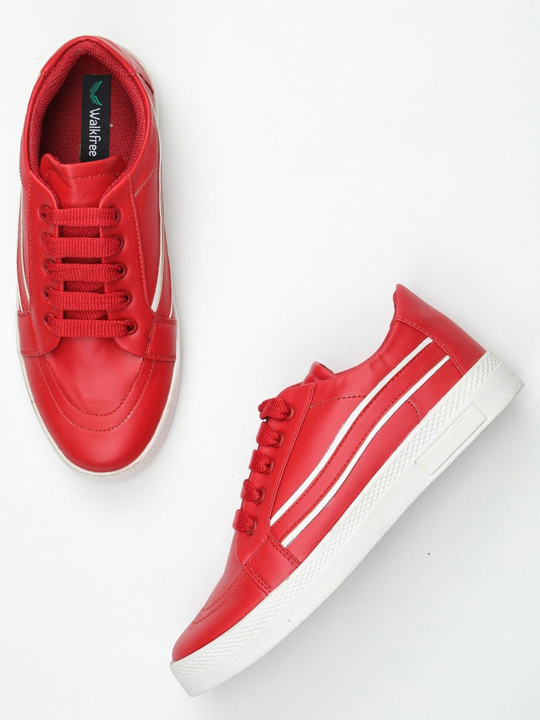 Walkfree Women Red Striped Sneakers Price in India