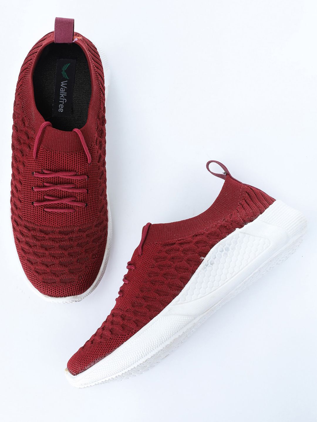 Walkfree Women Maroon Woven Design Sneakers Price in India