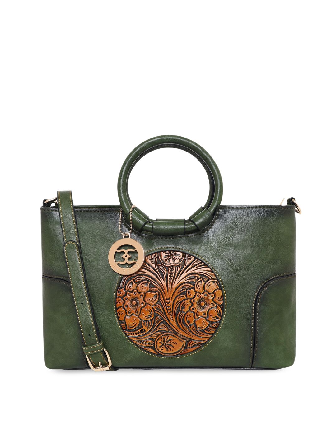 ESBEDA Green Ethnic Motifs PU Shopper Handheld Bag Price in India