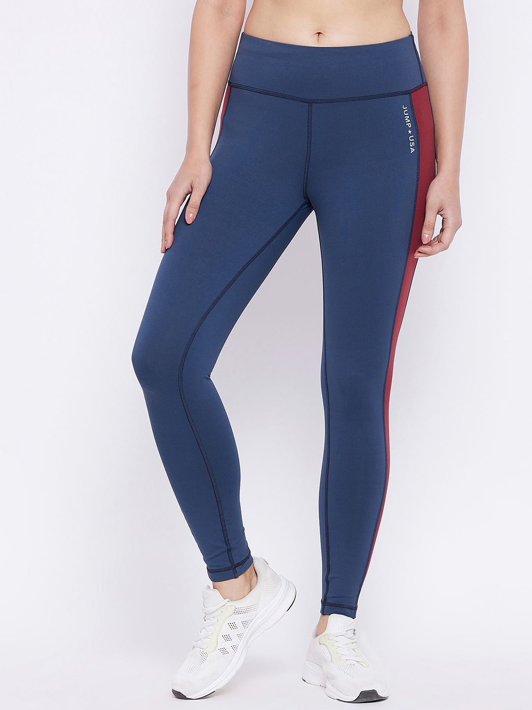 JUMP USA Women Blue & Red Solid Tights Price in India