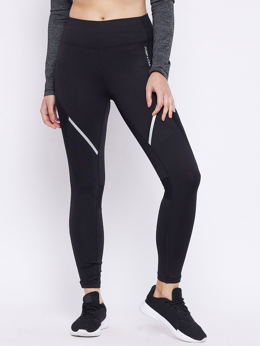 JUMP USA Women Black Solid Tights Price in India
