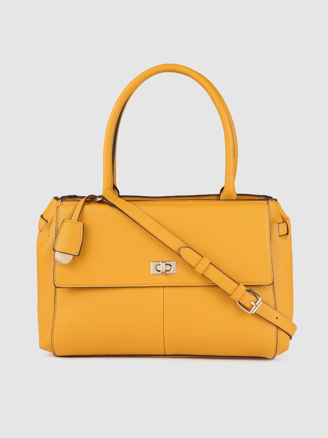 Accessorize Yellow Structured Handheld Bag Price in India