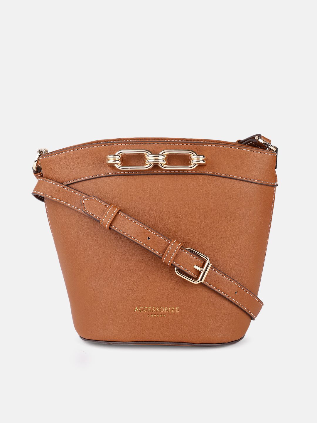 Accessorize Tan Brown Bucket Danielle Detail Sling Bag Price in India