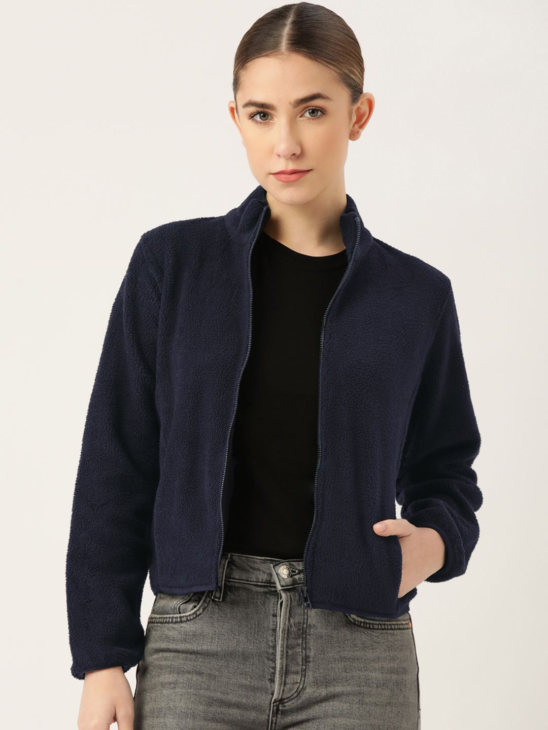 LILL Women Navy Blue Sweatshirt Price in India