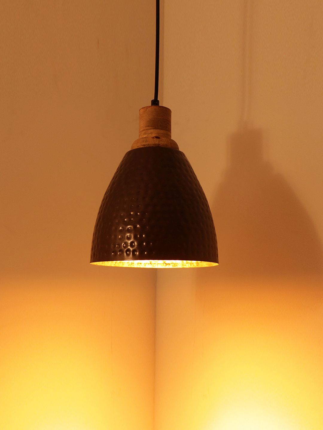 ExclusiveLane Brown Hand-Hammered Iron Hanging Pendant Ceiling Lamp Price in India