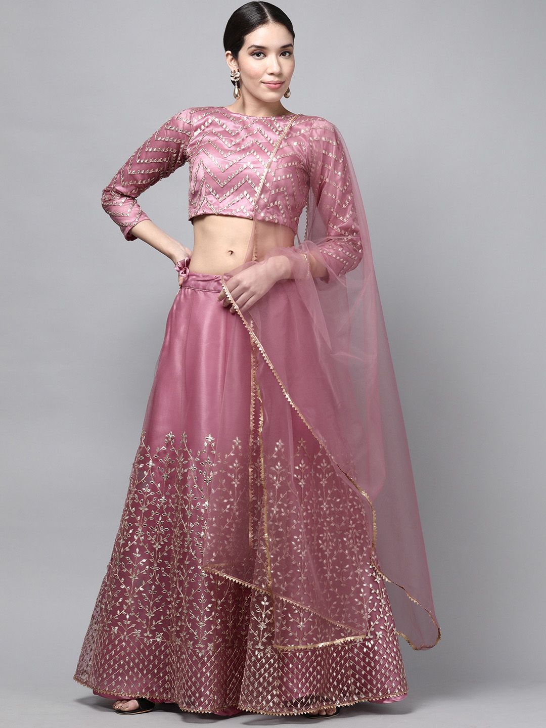 DIVASTRI Pink Semi-Stitched Lehenga & Unstitched Blouse With Dupatta Price in India
