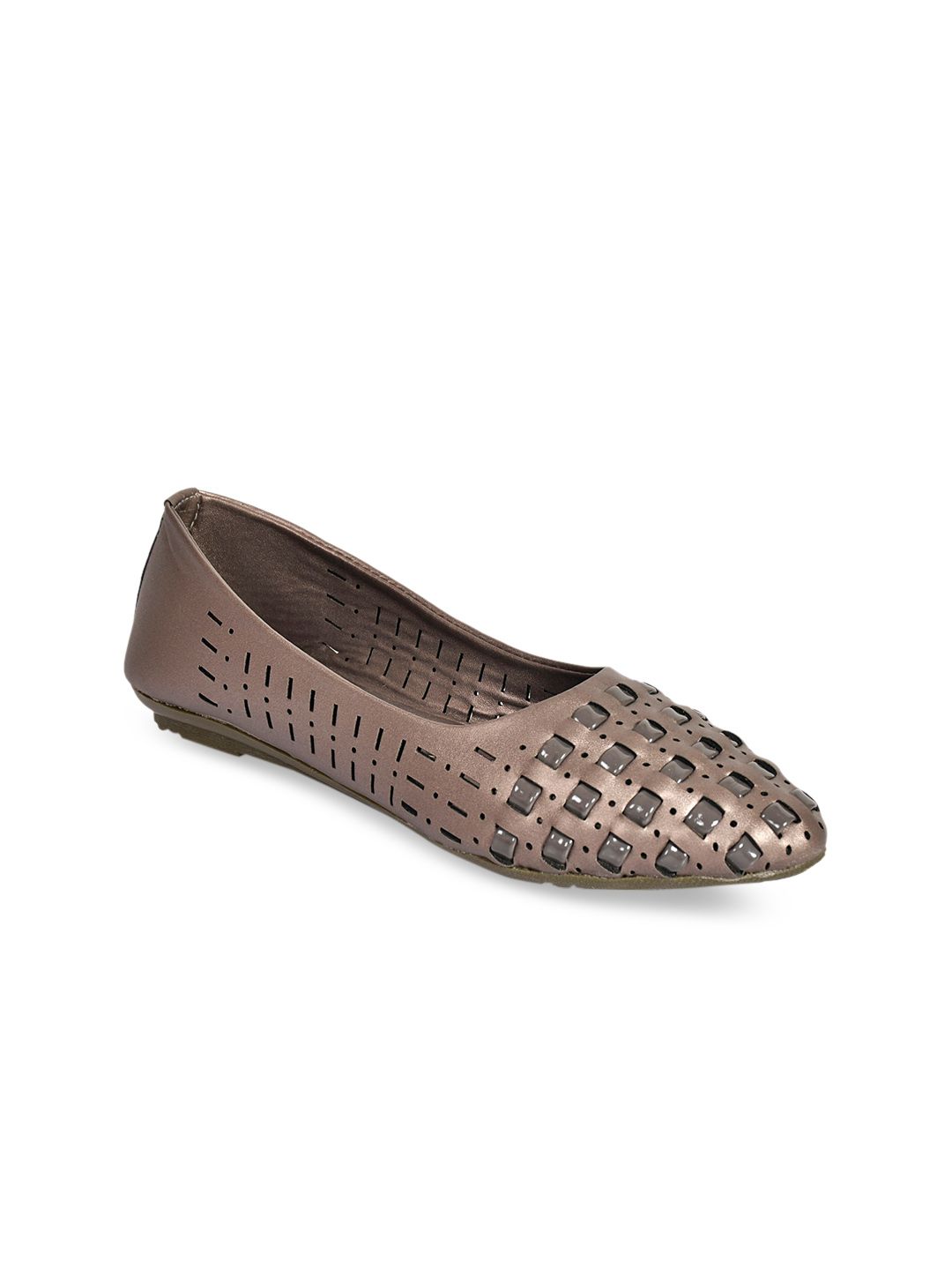 WOMENS BERRY Women Grey Ballerinas with Laser Cuts Flats