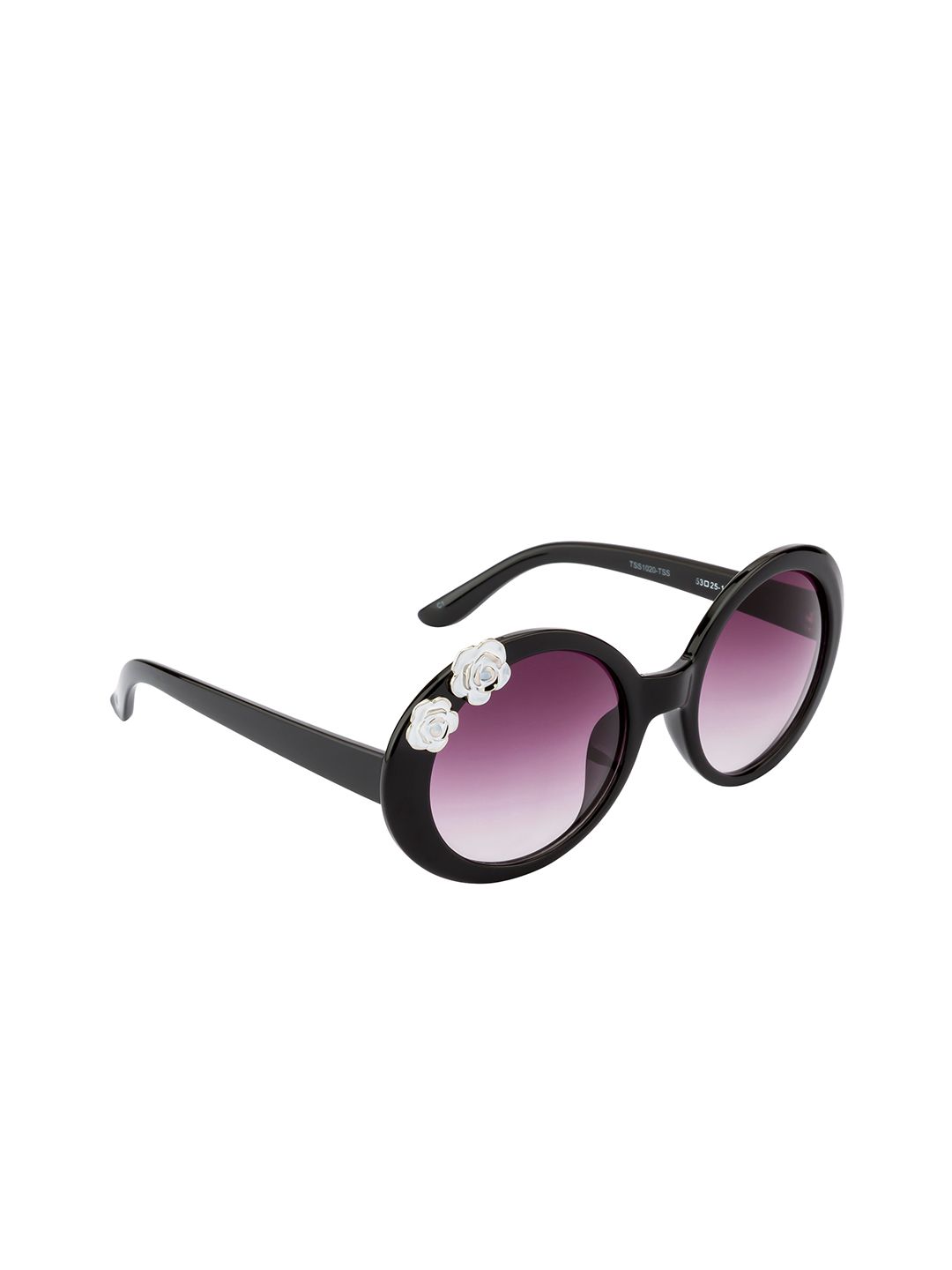 Ted Smith Women Purple Lens & Black Round Sunglasses with UV Protected Lens Price in India