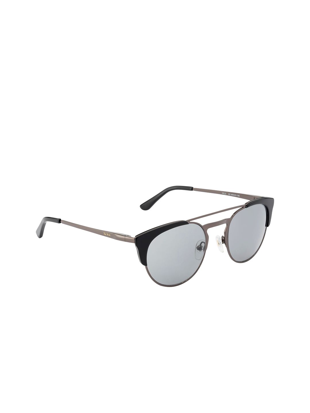 Ted Smith Unisex Grey Lens & Gunmetal-Toned Aviator Sunglasses with UV Protected Lens Price in India