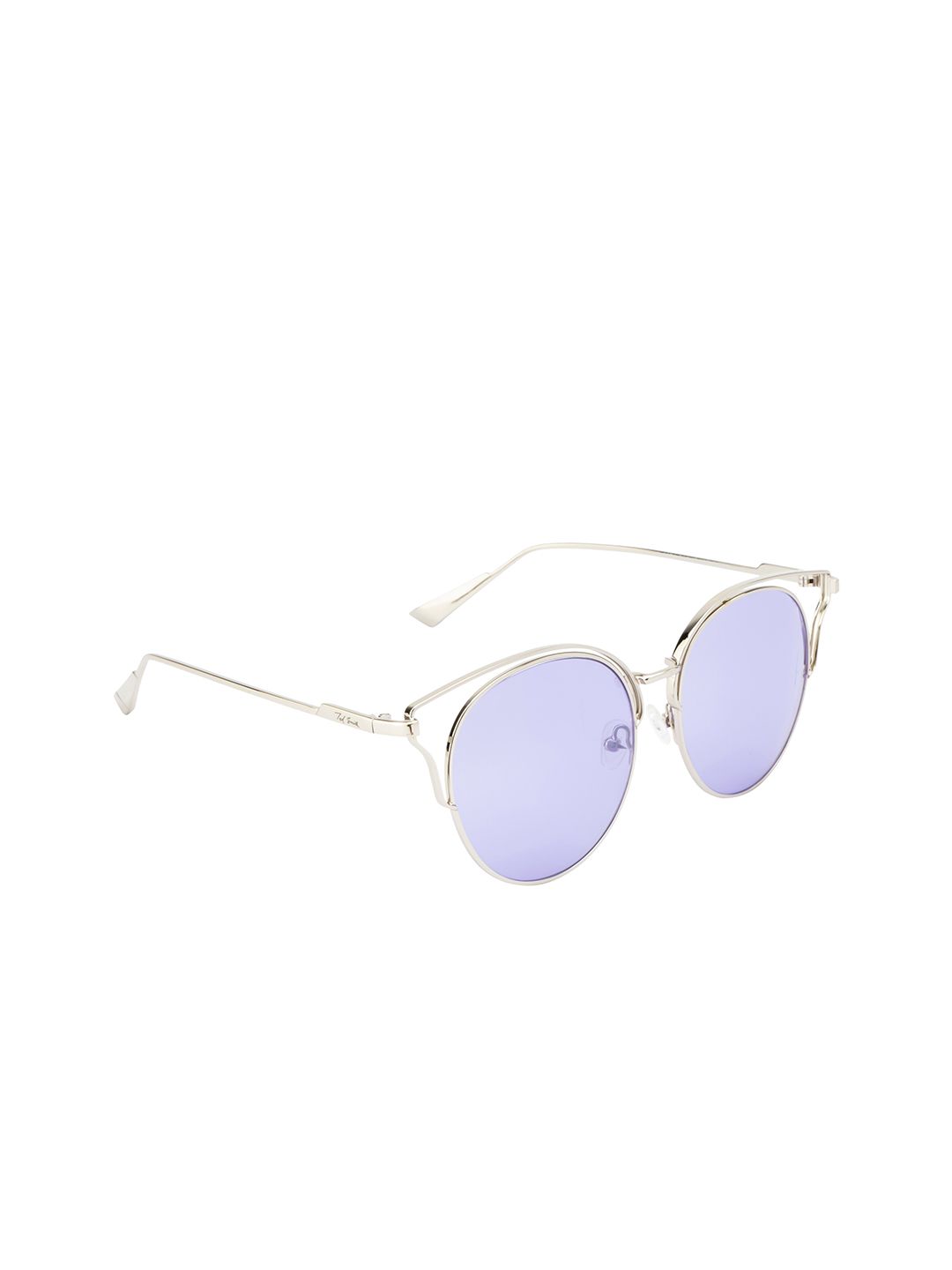 Ted Smith Women Purple Lens & Silver-Toned Browline Sunglasses with UV Protected Lens Price in India