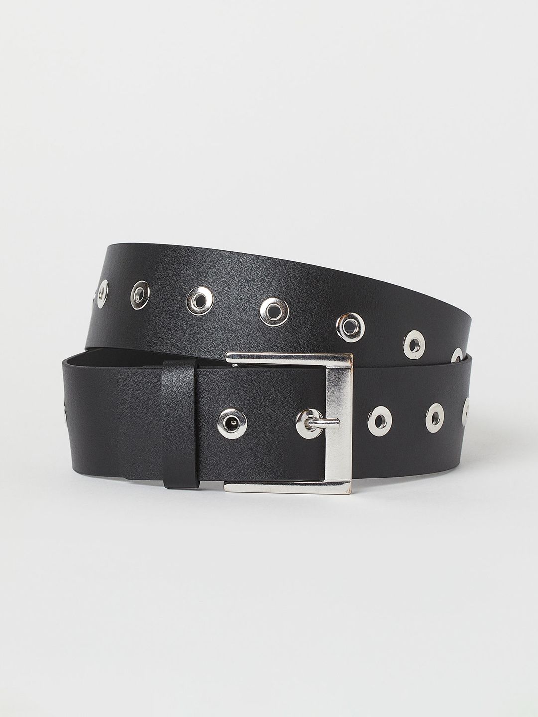 H&M Women Black Eyelet-Detail Leather belt Price in India