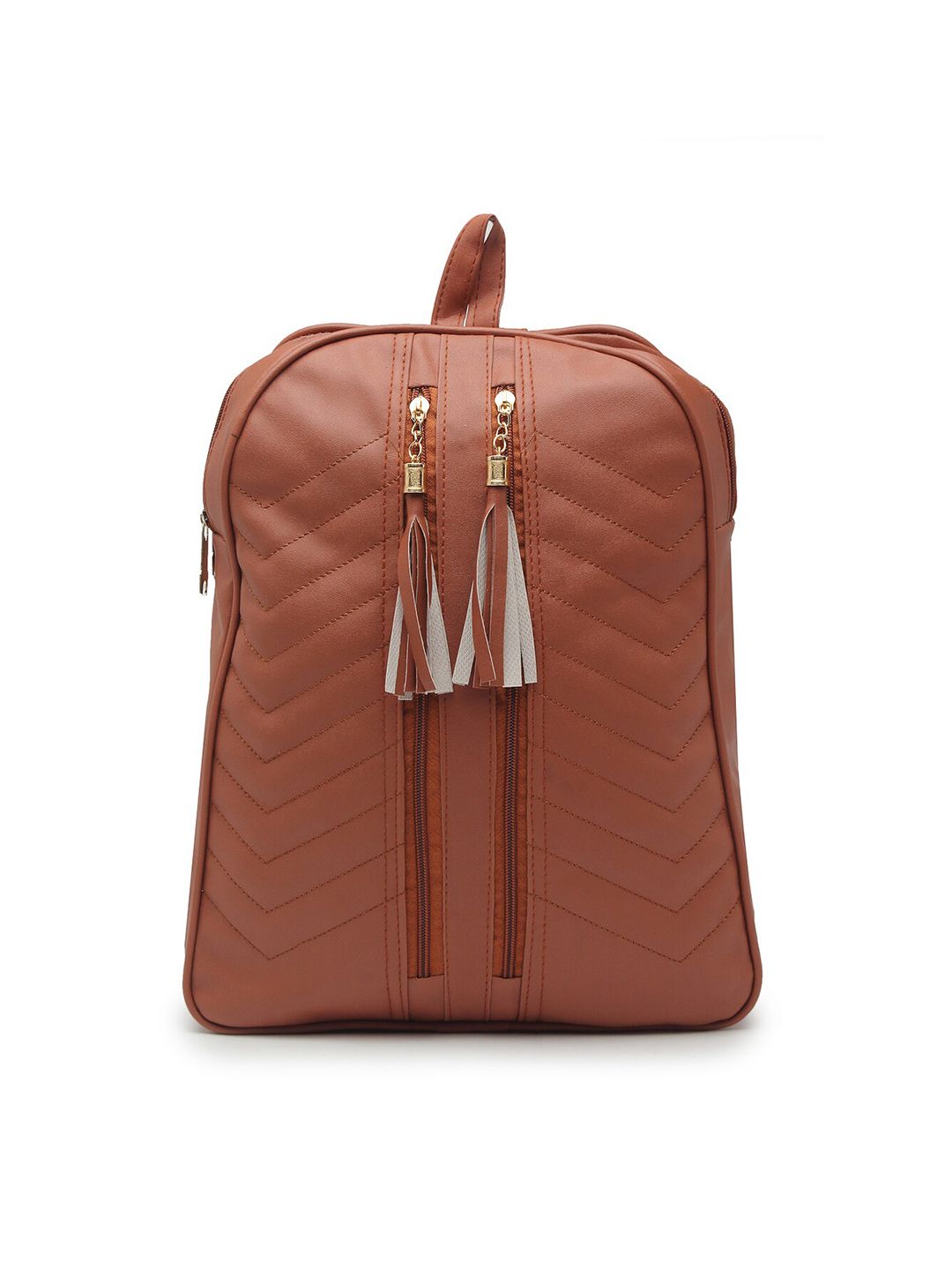 borse lele Women Brown Textured Backpack with Tassels Price in India