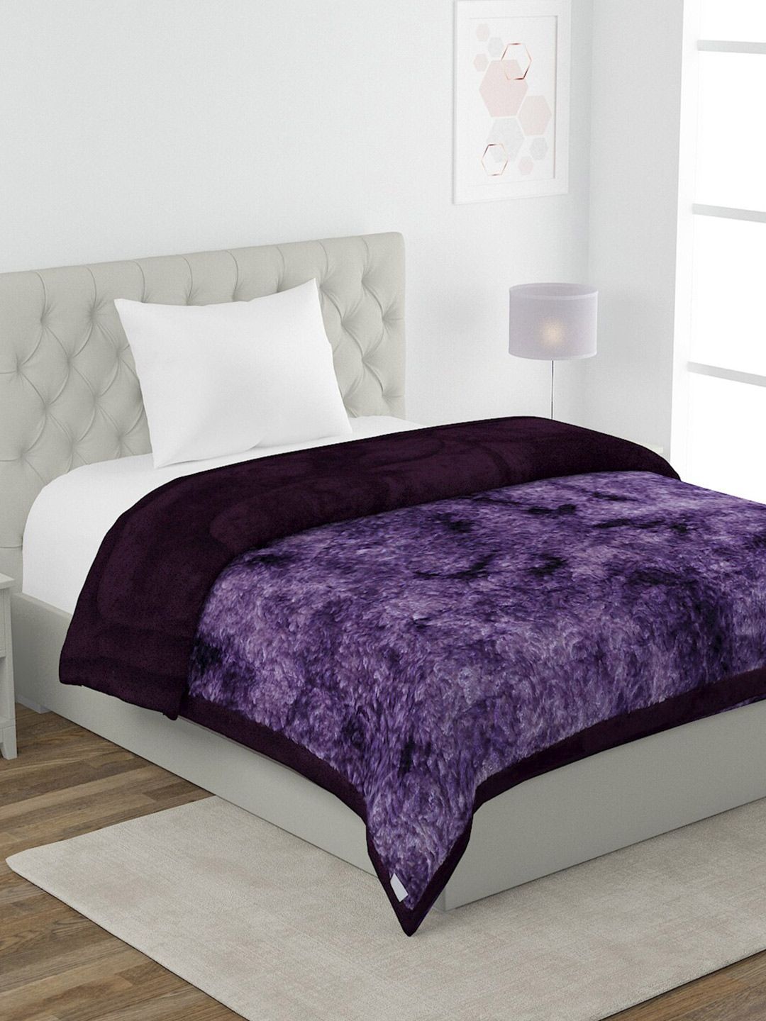 HOSTA HOMES Purple Floral 350 GSM Microfiber Filled Single Bed Quilt Price in India