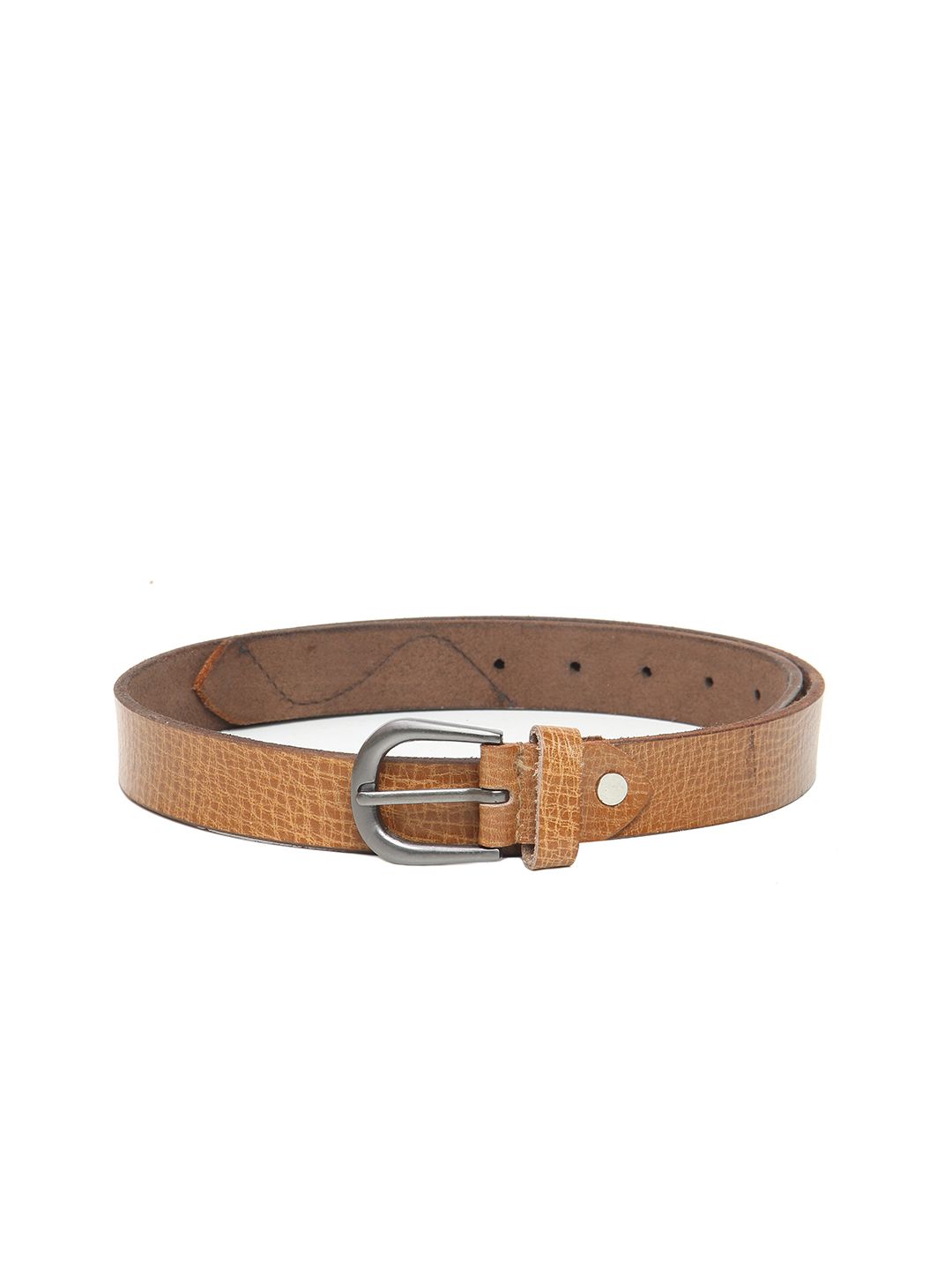 Calvadoss Women Tan Textured Leather Formal Belt Price in India