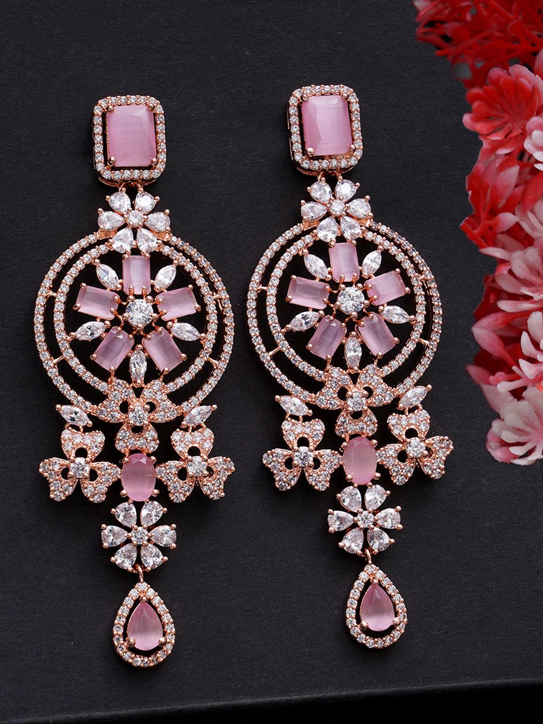 KARATCART Pink Classic Drop Earrings Price in India
