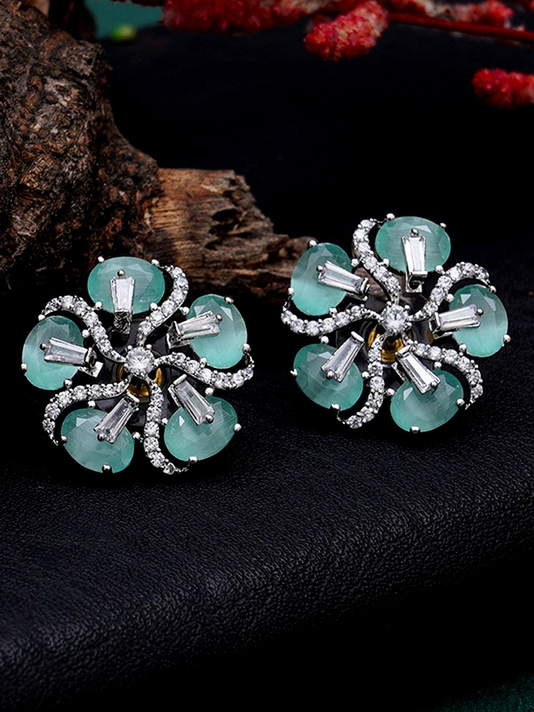 KARATCART Lime Green Classic Studs Earrings Price in India