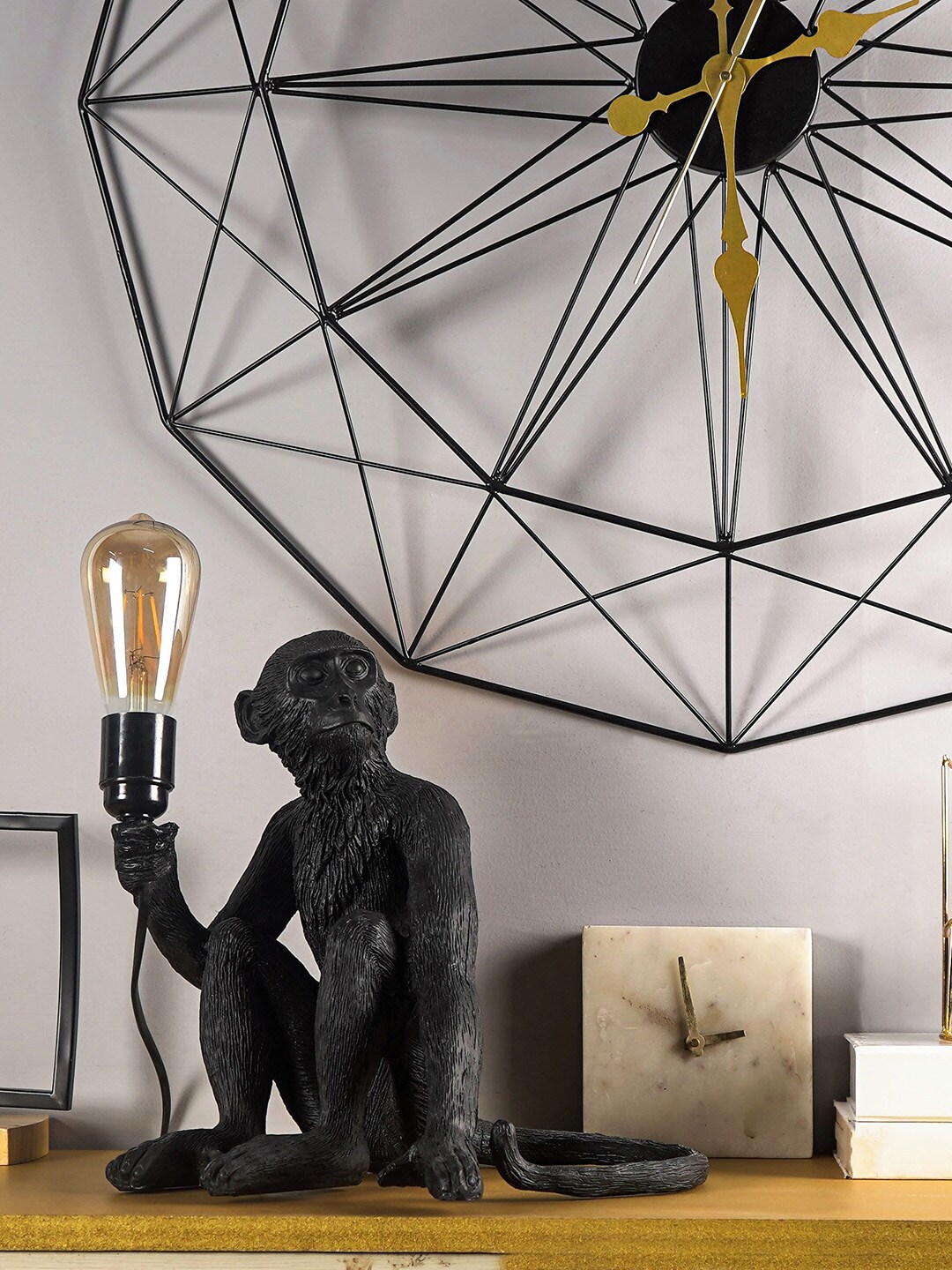 THE ARTMENT Black Modern Art Monkey Decorative Lamp Price in India