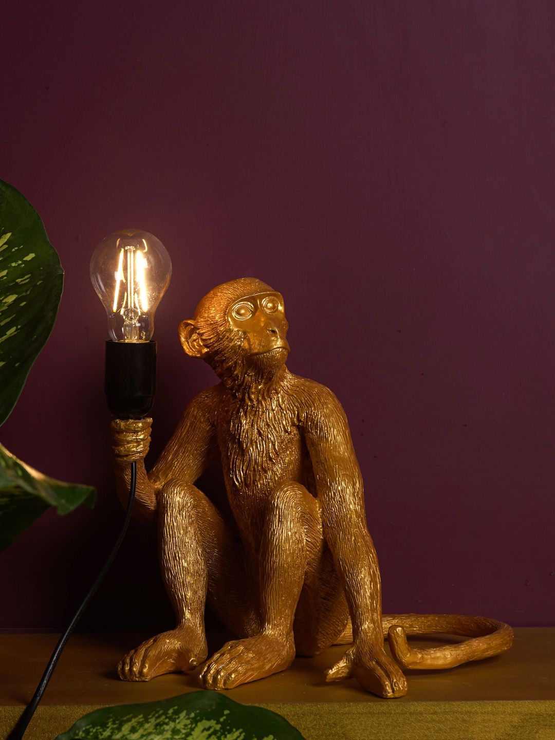 THE ARTMENT Golden Modern Art Monkey Decorative Lamp Price in India