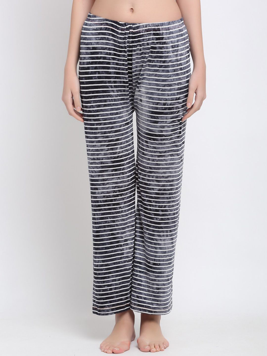 armure Women Black & White Striped Lounge Pants Price in India