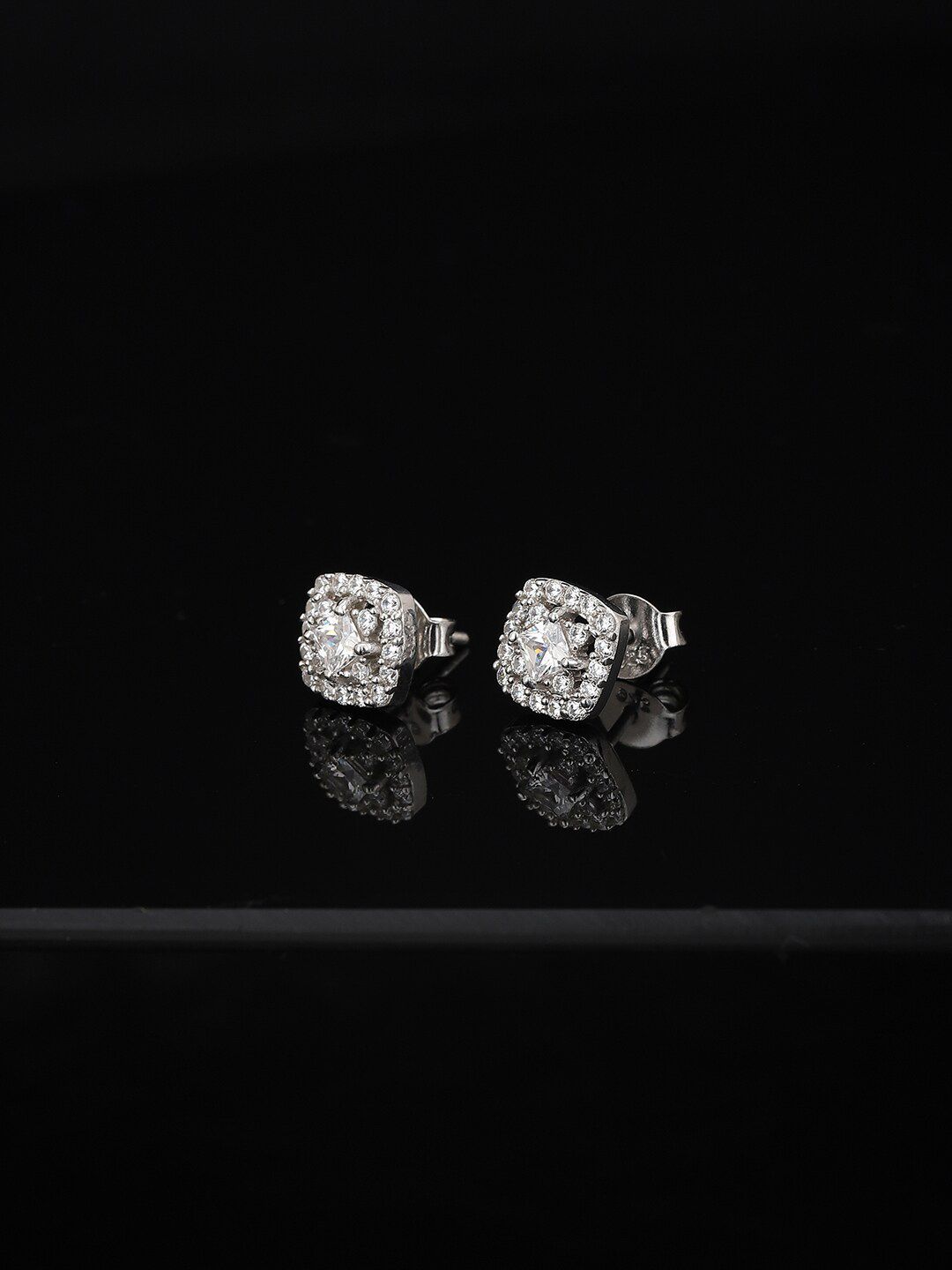 VANBELLE 925 Sterling Silver Square Studs Earrings Price in India