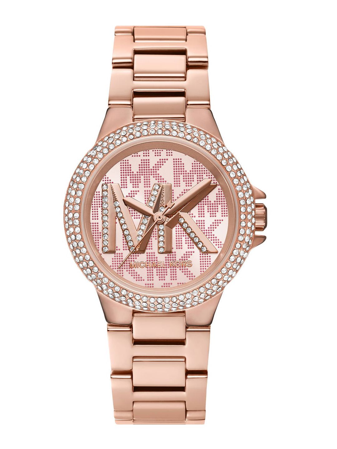 Michael Kors Women Pink Embellished Camille Rose-Gold Watch MK7197 Price in India