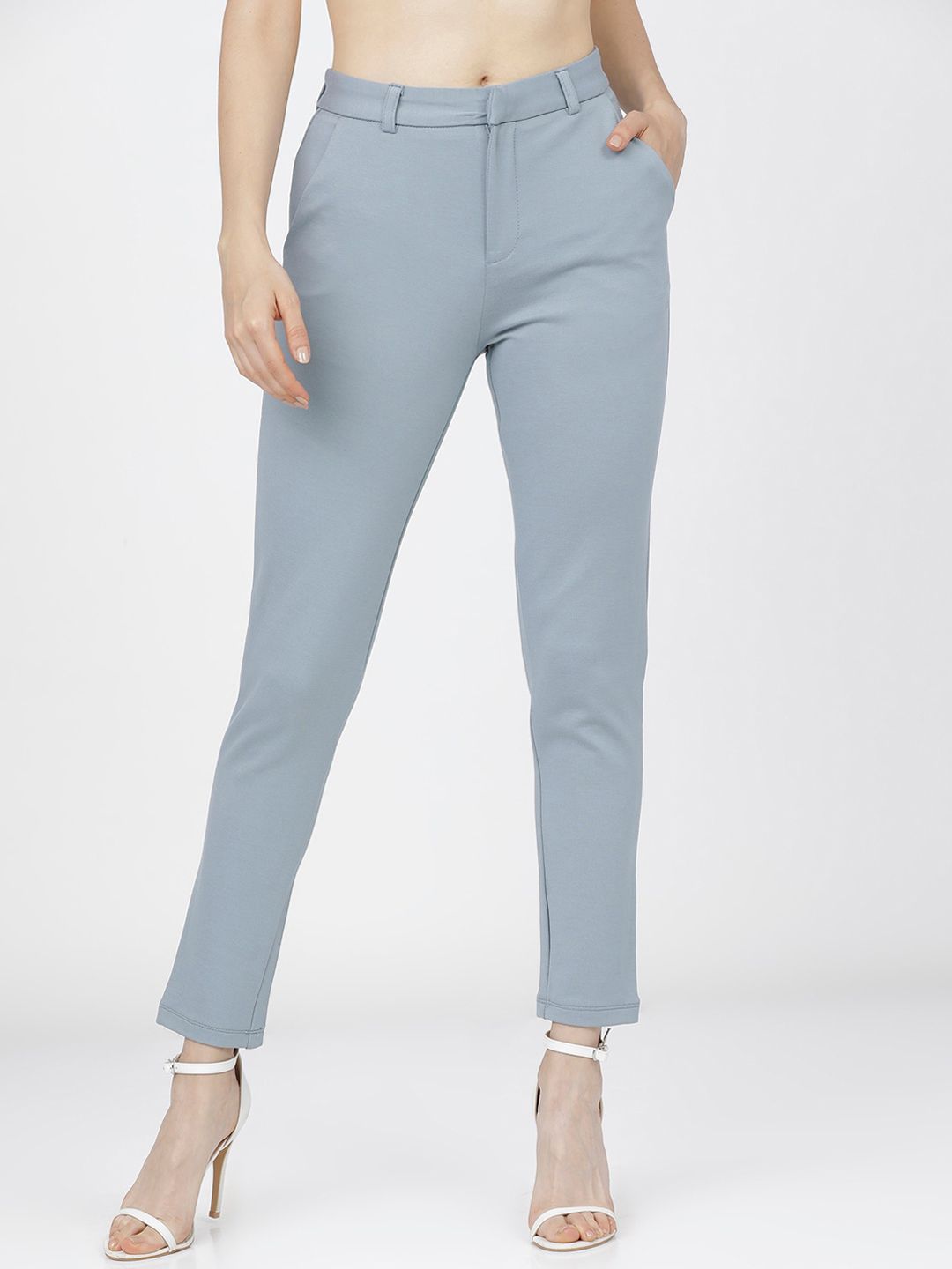 Tokyo Talkies Women Blue Slim Fit Trousers Price in India