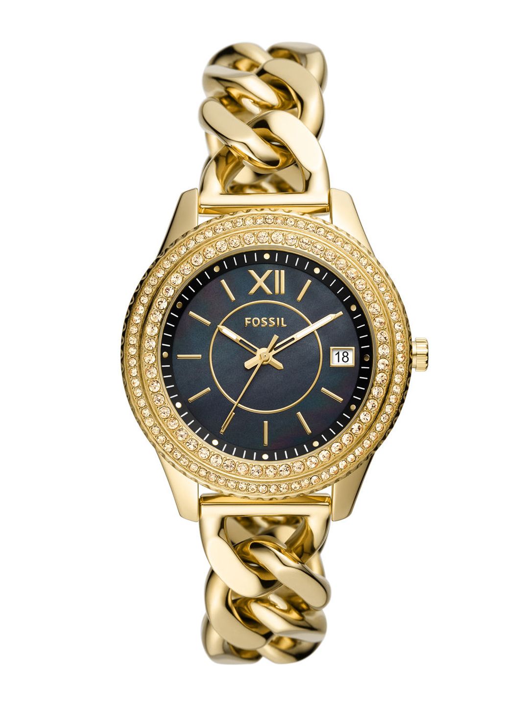 Fossil Women Green Dial & Gold-Toned Stainless Steel Bracelet Style Analogue Watch ES5133 Price in India