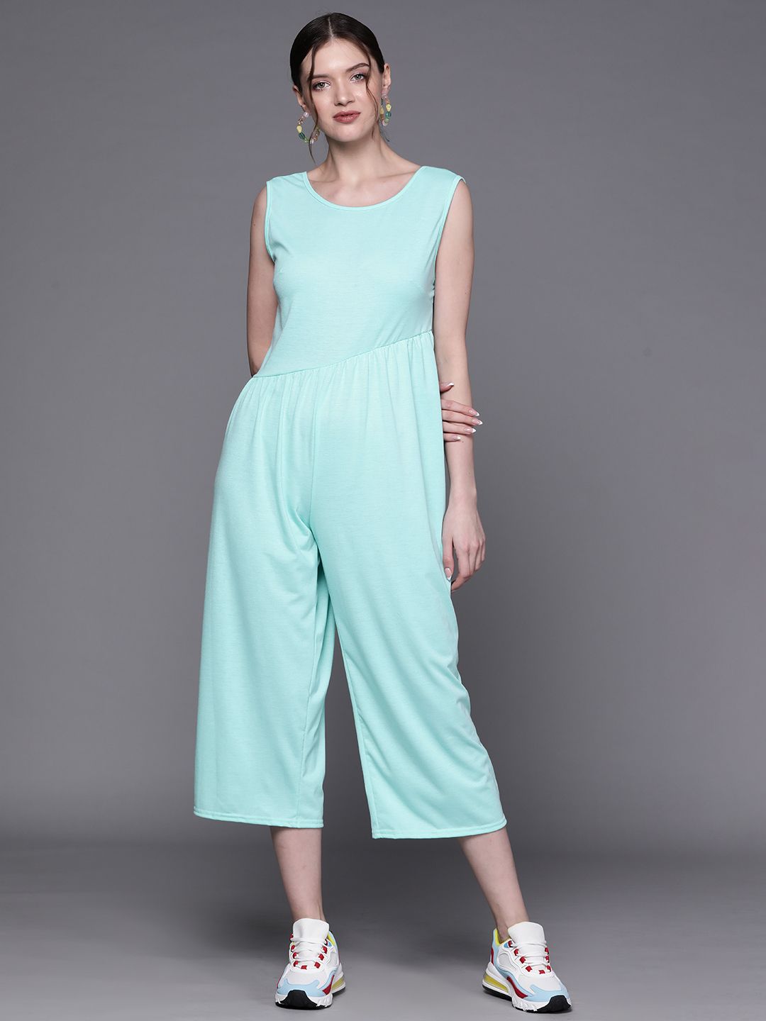 JC Mode Women Blue Solid Culotte Jumpsuit Price in India