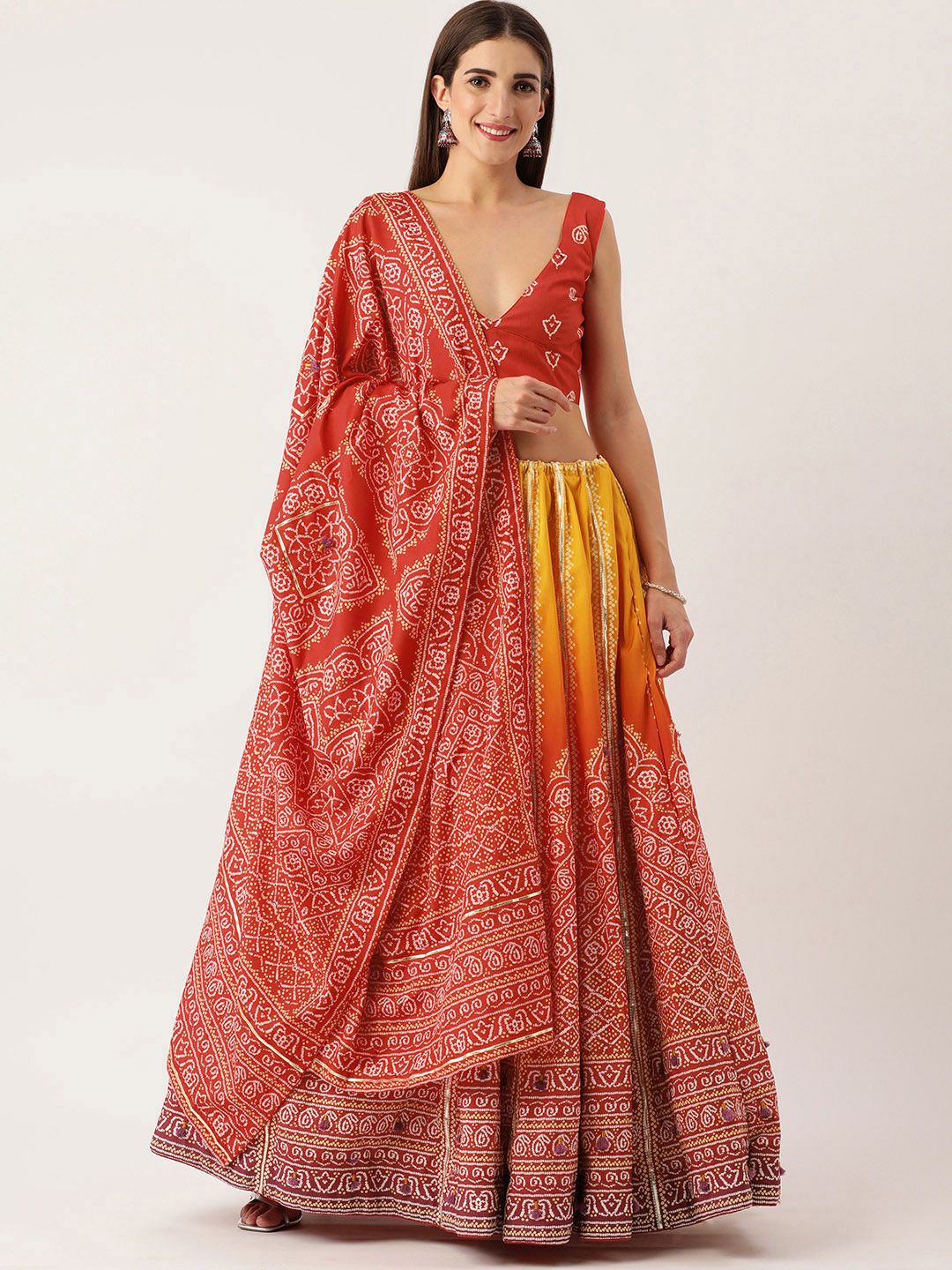 LOOKNBOOK ART Multicoloured Semi-Stitched Lehenga & Unstitched Blouse With Dupatta Price in India