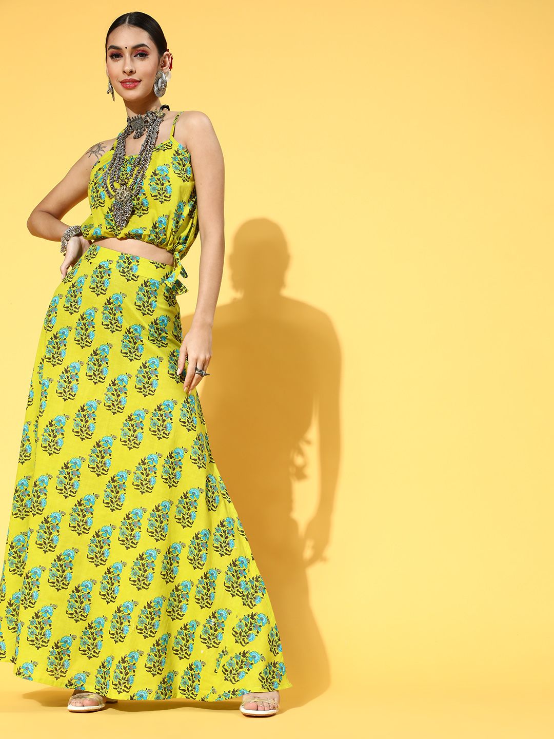 InWeave Women Green Printed Co-Ords