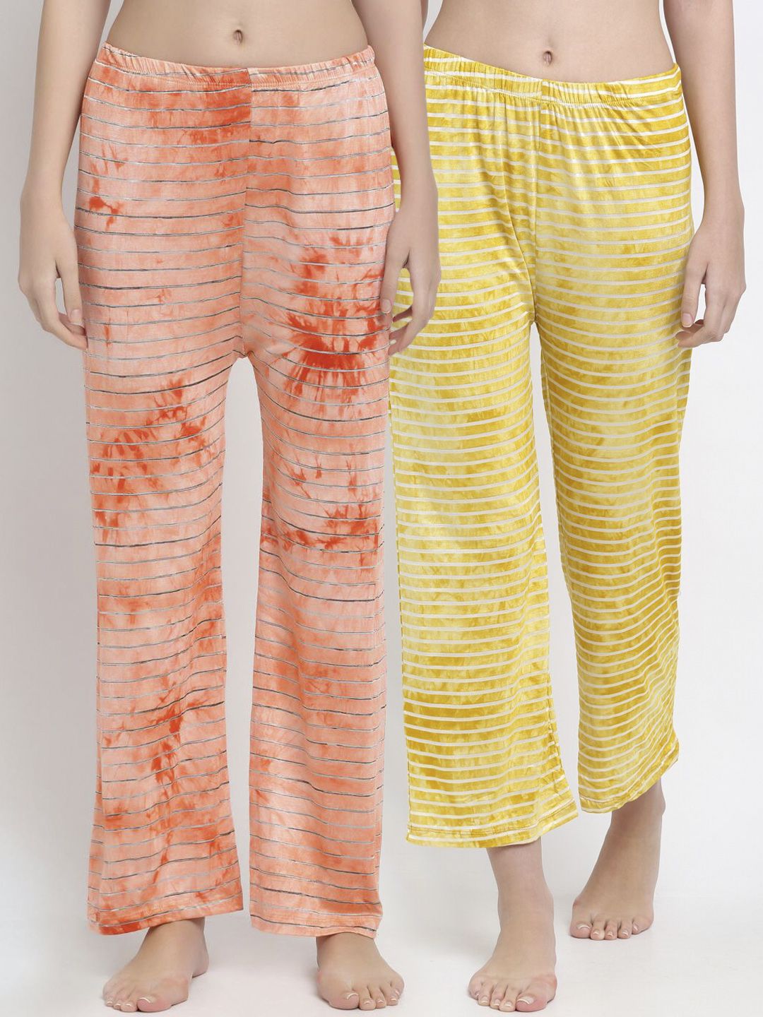 armure Women Orange & Yellow Pack Of 2 Printed Lounge Pants Price in India