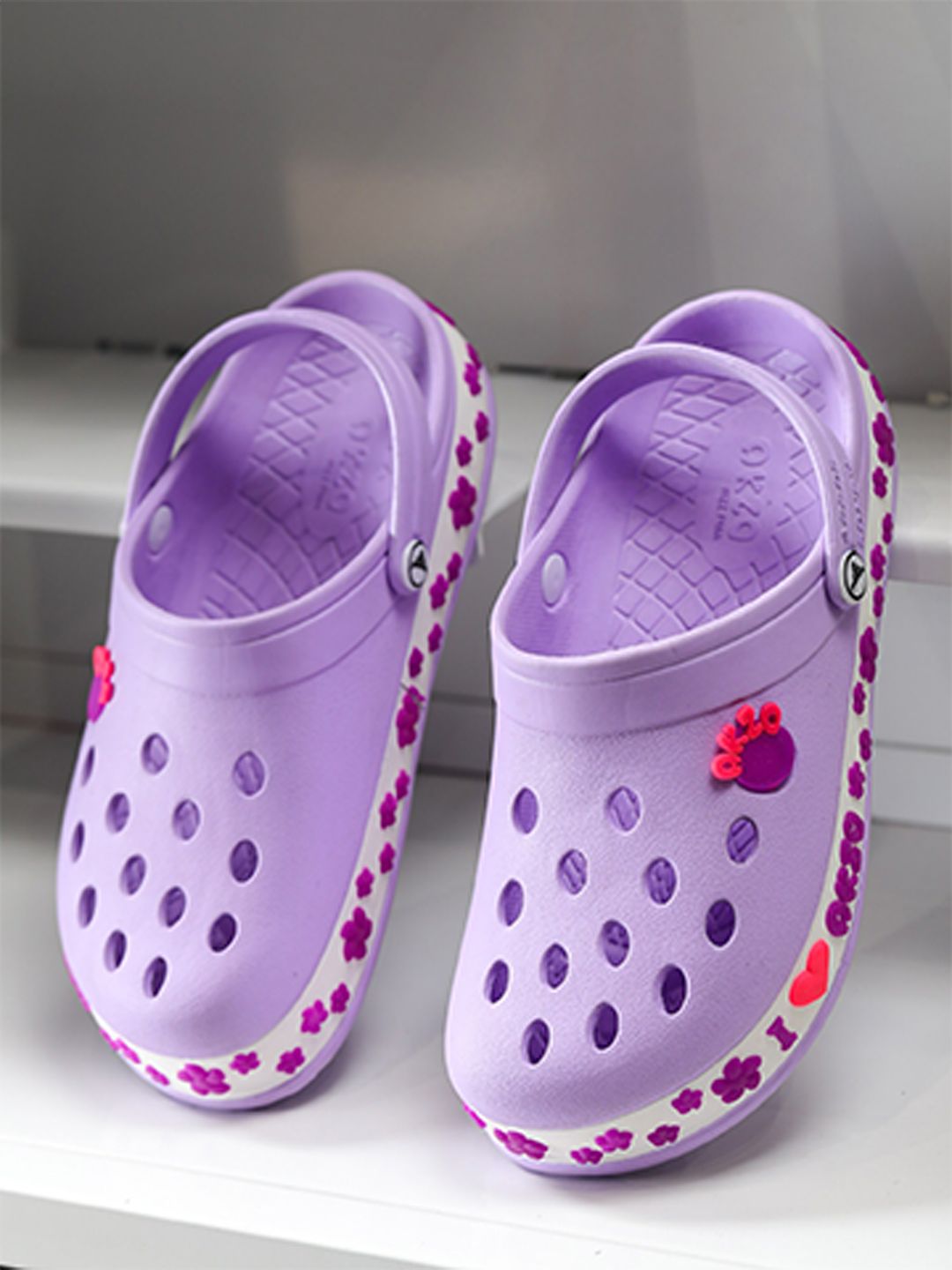 ABROS Women Purple & Pink Printed Rubber Clogs Price in India