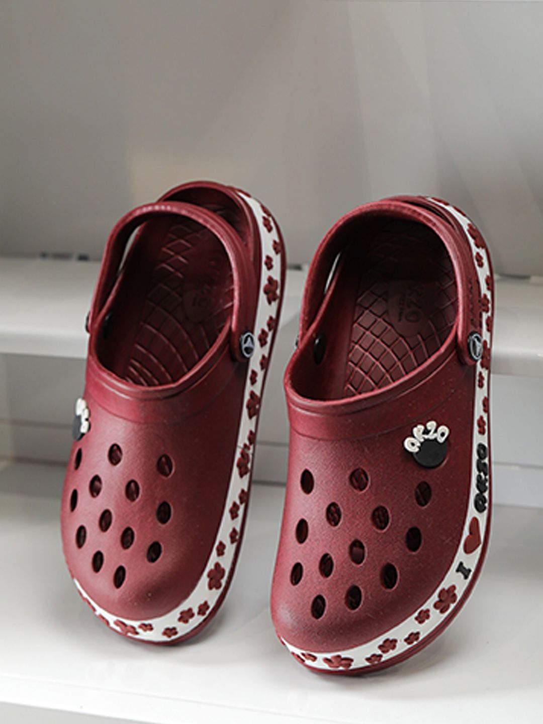 ABROS Women Maroon & White Rubber Clogs Price in India