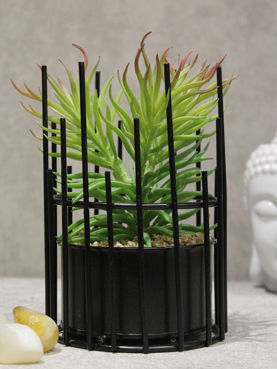 PolliNation Red & Black Artificial Bonsai with Metallic Pot Price in India