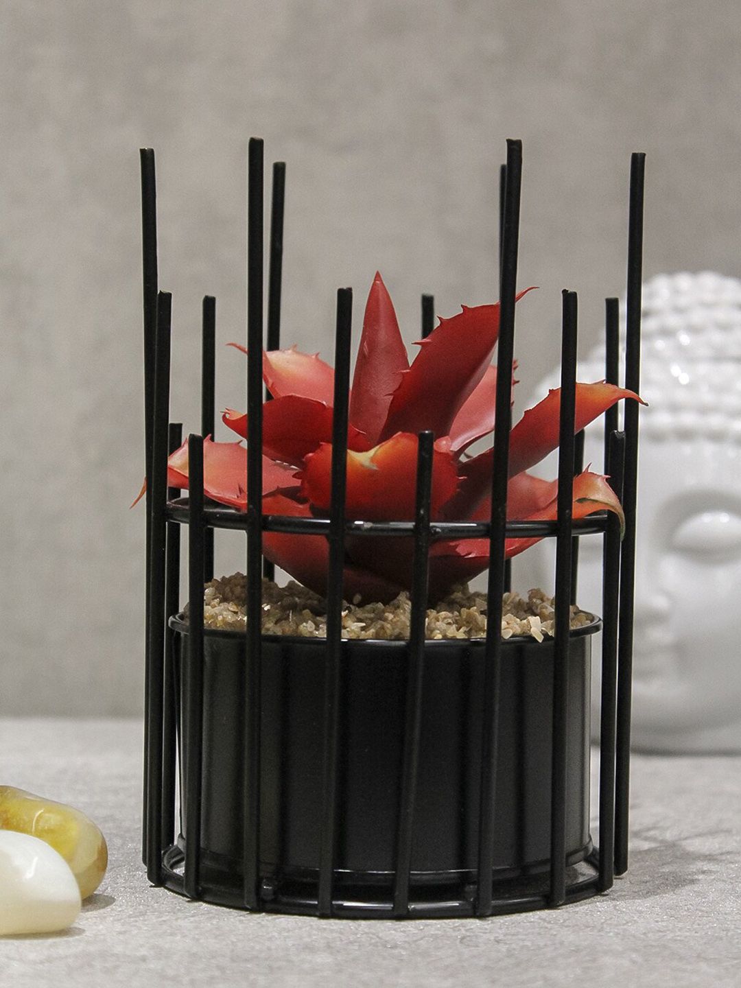 PolliNation Red & Black Artificial Bonsai With Metallic Pot Price in India