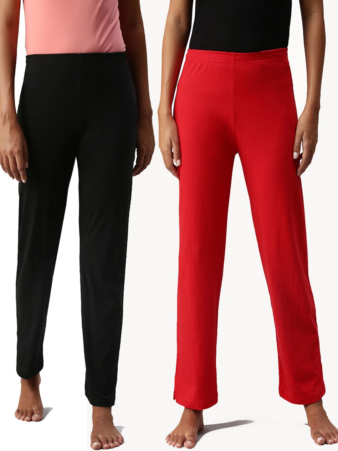 NOT YET by us Women Set of 2 Multi Solid Lounge Pants Price in India