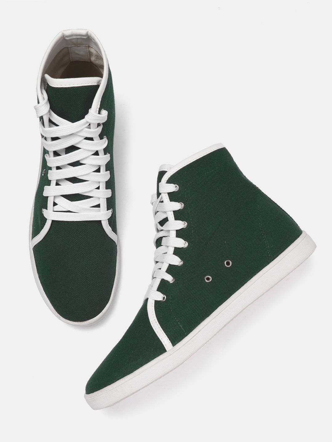 Roadster Women Green Solid Mid-Top Sneakers Price in India