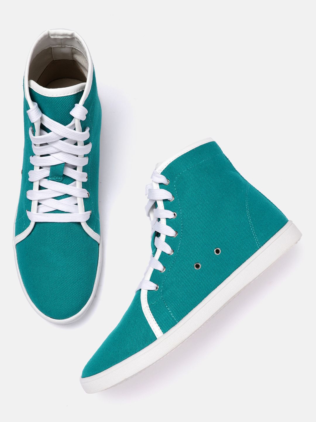 Roadster Women Teal Blue Solid Mid-Top Sneakers Price in India